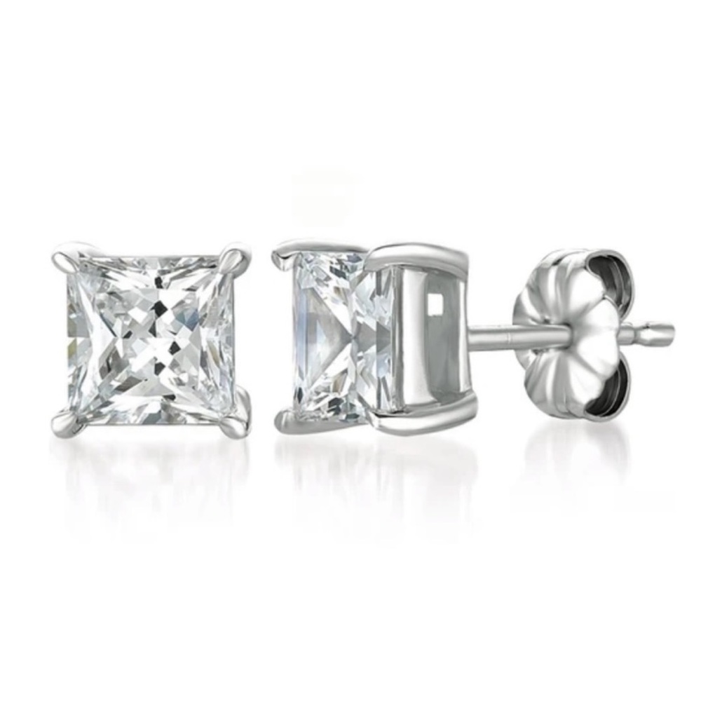 NEW! Crislu Solitaire Princess Cut Earrings Set